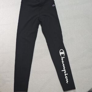 Champion Kids Black Leggings with White Logo